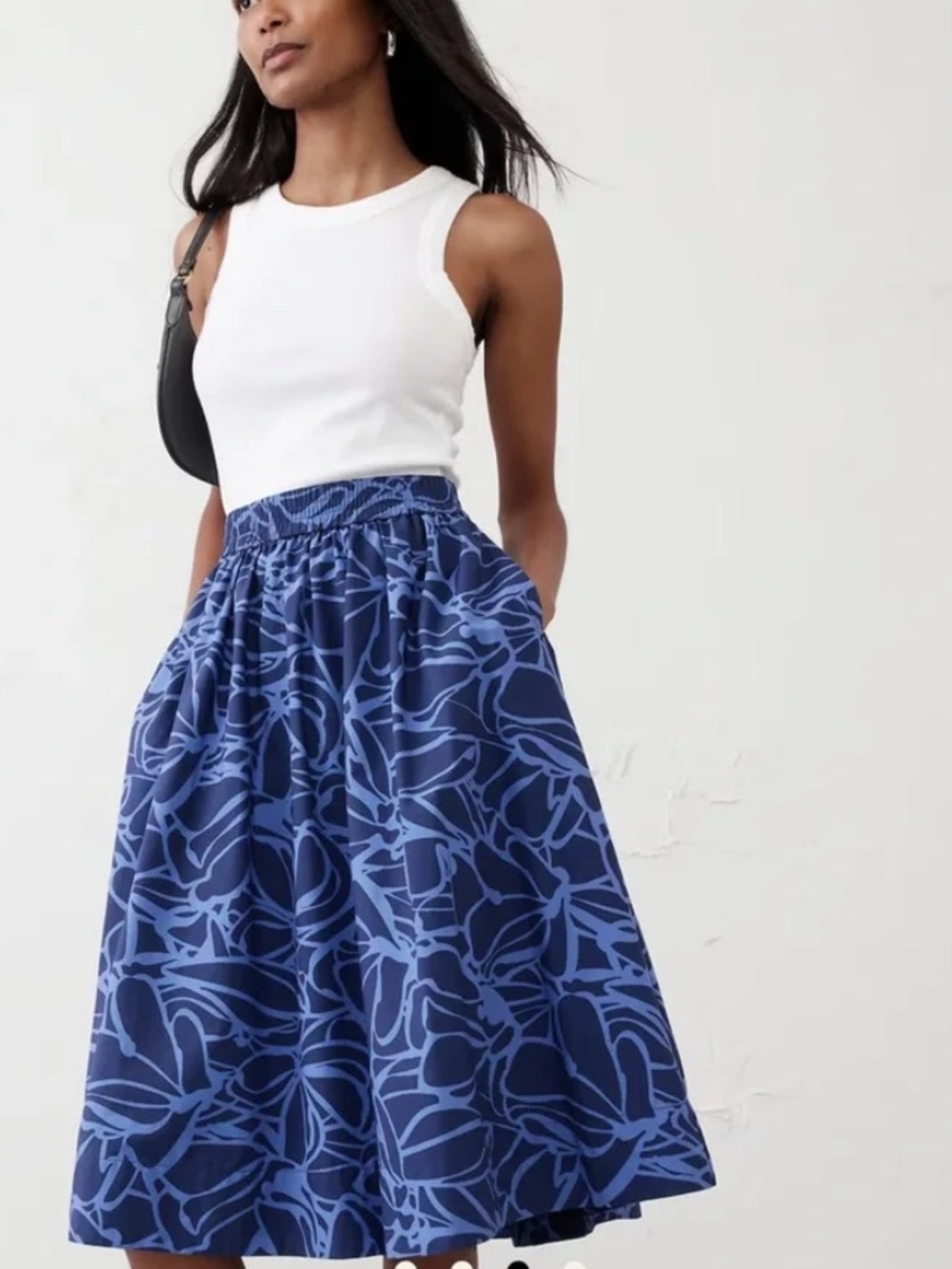 Banana Republic Navy Bright Blue Printed Circle flowy Skirt MP NWT
